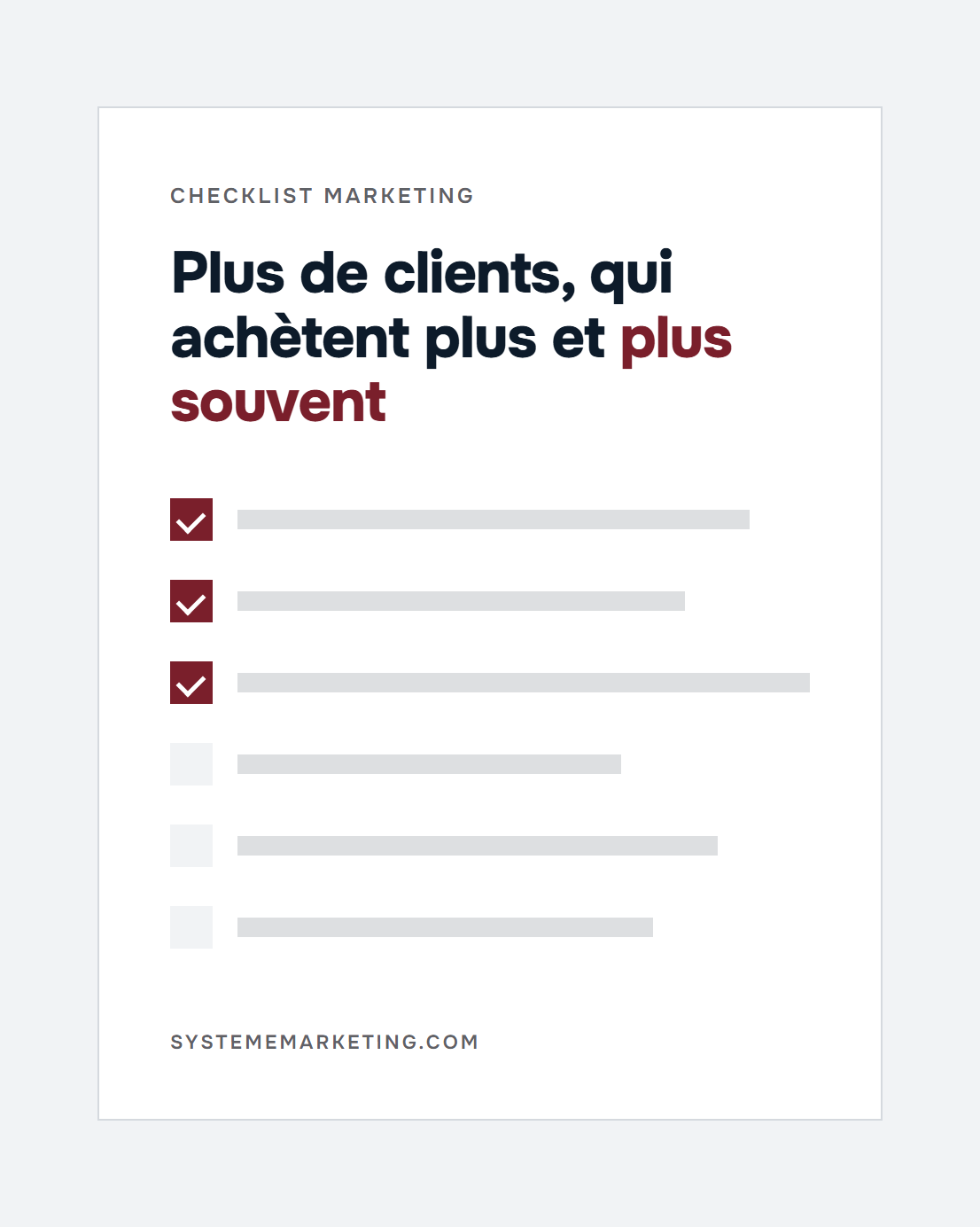 Checklist marketing : plus de clients, qui achètent plus et plus souvent